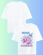 Brain washing premium oversized t-shirt with cute brain in shower design for mental health humor in white